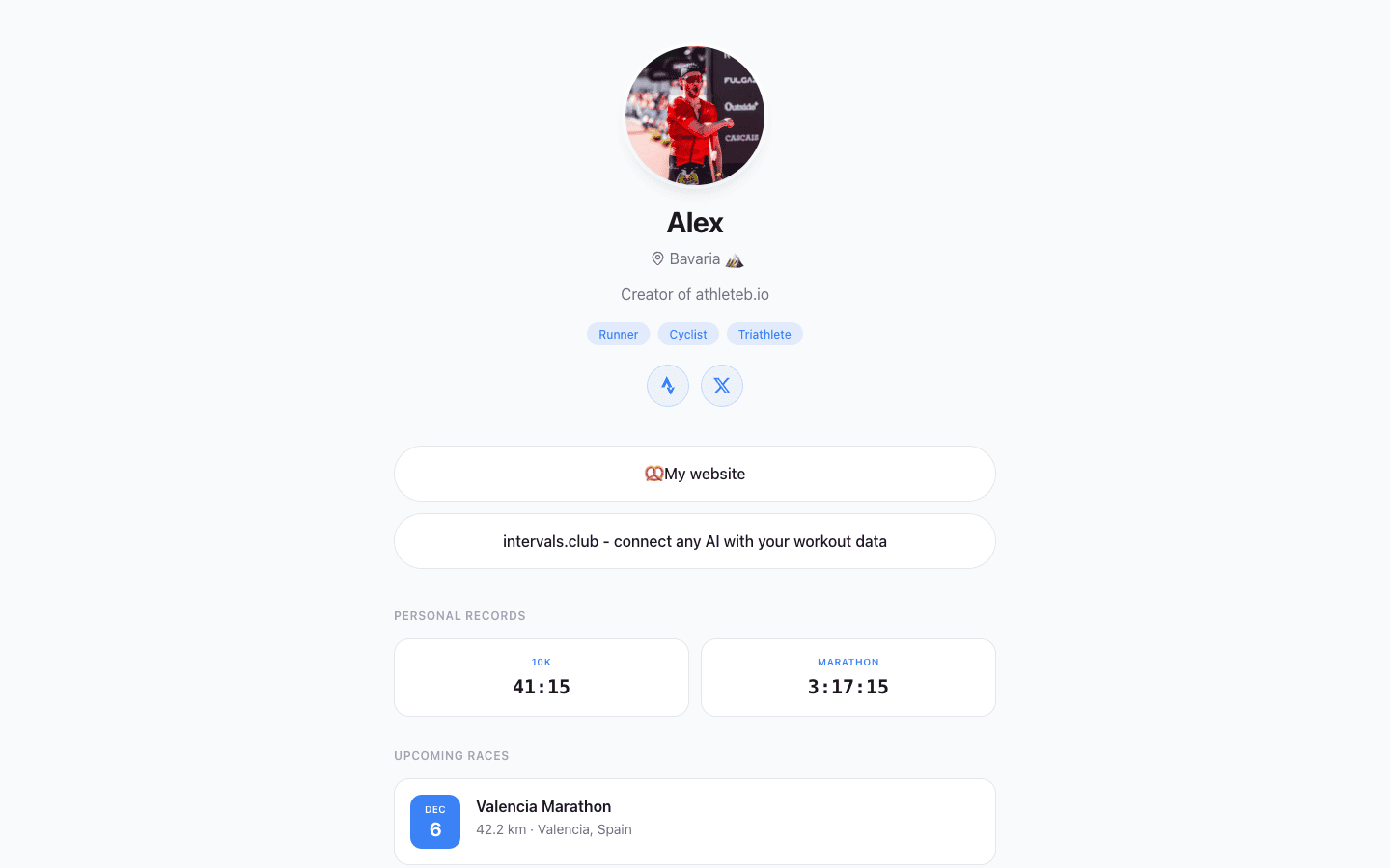athleteb.io profile page