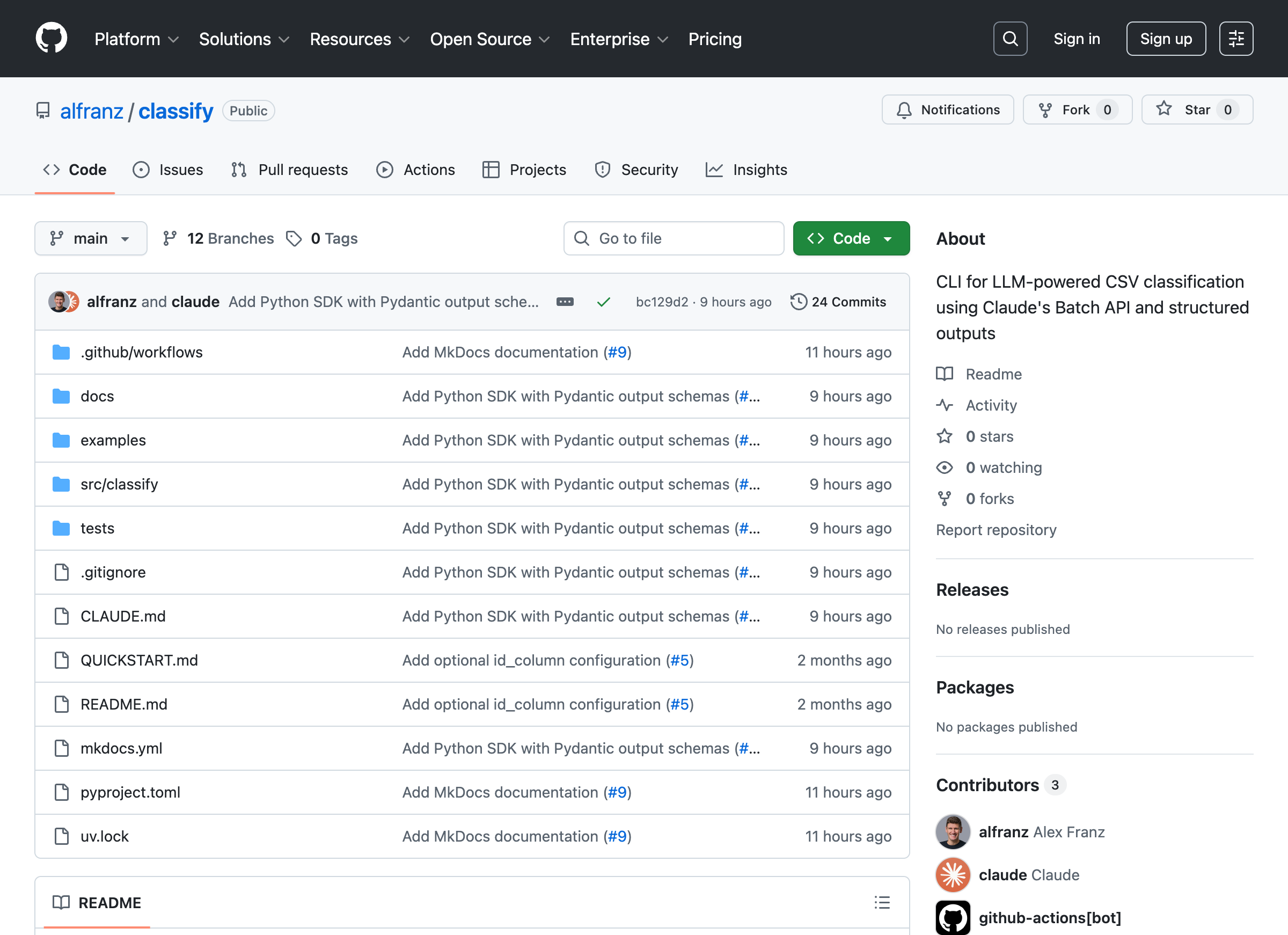classify GitHub repository