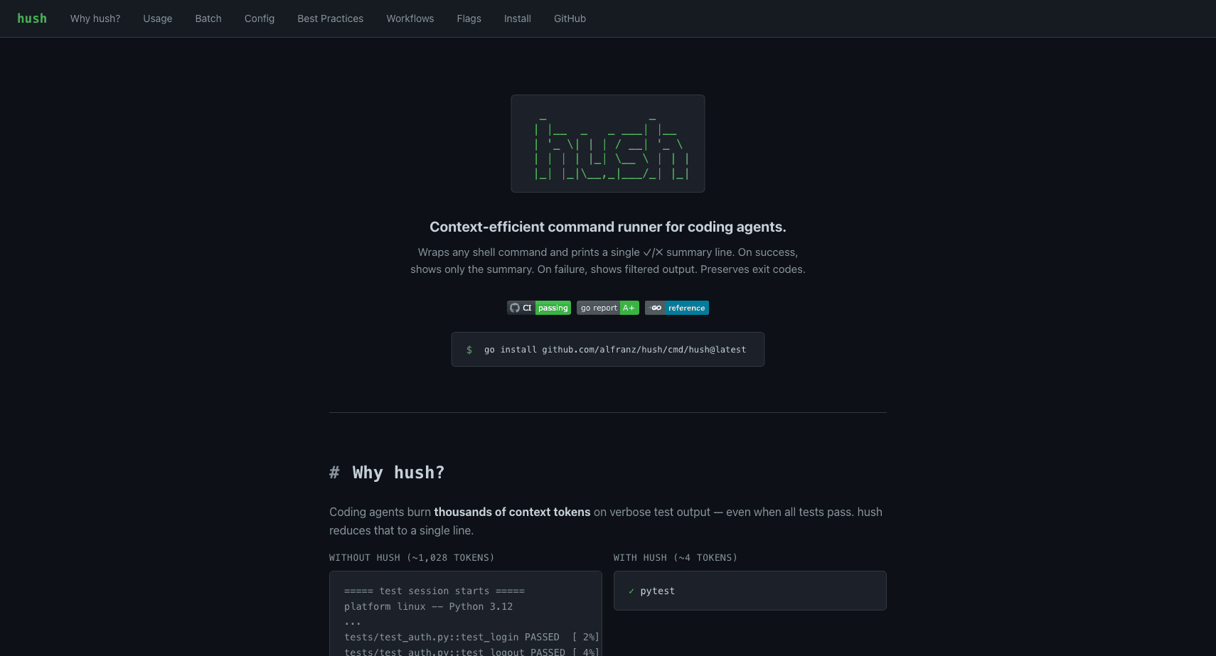 hush documentation site